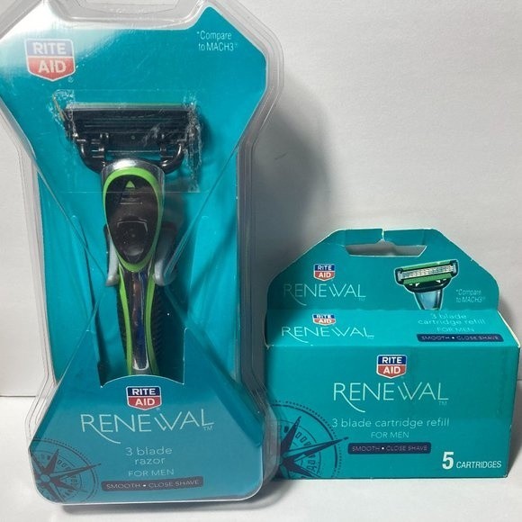 Rite Aid Renewal 3 Blade Razor for Men w/8 Refills - Picture 1 of 11